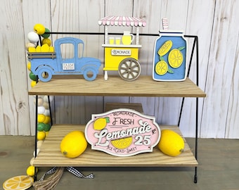 Lemonade mini signs, tier tray decor, lemons, lemon truck, lemonade stand, pink lemonade, summer decor, lemon decor