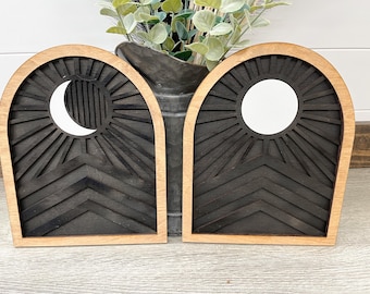 Boho moon and sun arch decor, framed decor, abstract decor