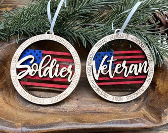 Soldier Veteran ornament, military, courageous, brave, military gift