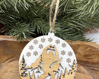 Bigfoot wood ornament, believe, love Bigfoot, Sasquatch ornament,
