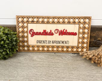 Grandkids welcome sign, parents by appointment, boho sign, grandparents gift