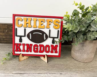 Kansas City football sign, go Chiefs, football champions, tier tray decor, home decor, man cave sign
