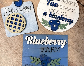 Blueberry signs, summer, blueberries, garden, fruit, wood decor, tier tray decor, wood sign