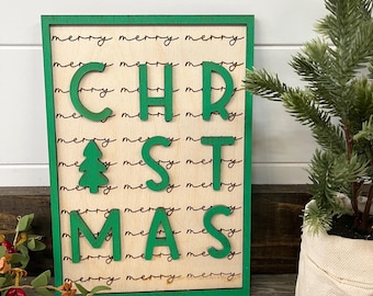 Christmas sign, merry Christmas, Christmas tree, Christmas decor, home decor, wood decor