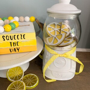 Lemon gumball machine filler, set of 6, summer decor, wood decor, vase filler, home decor, tier tray decor