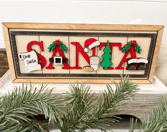 Santa sign, Santa decor, dear Santa, Christmas decor, milk & cookies