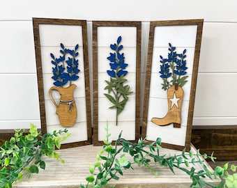 Texas bluebonnets signs, Texan, Texas flower, boots decor, Texas decor