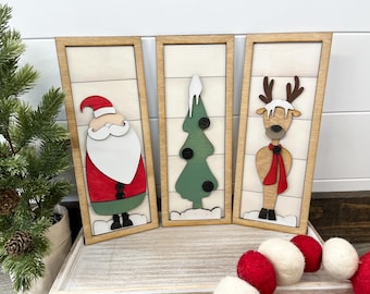 Santa reindeer signs, Christmas decor, holiday decor, Santa Claus, winter tree