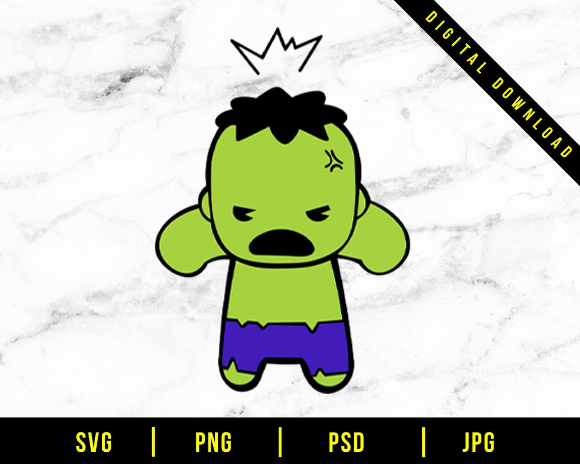 Download LAYERED Chibi Hulk SVG Cricut Cut File Digital File Hulk ...