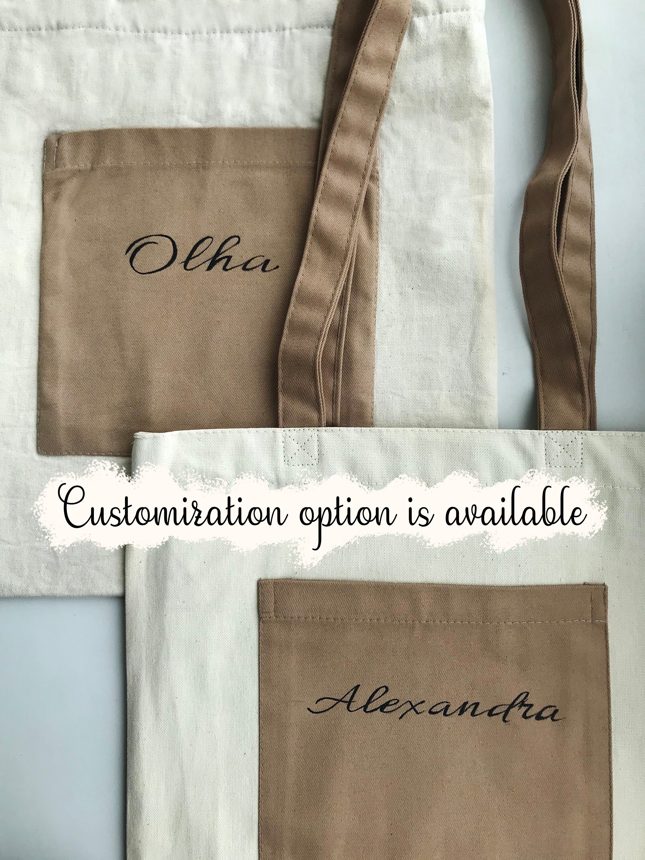 3 Tote Bags Bundle, Custom Tote Bags, Personalized Gift, Cotton Eco