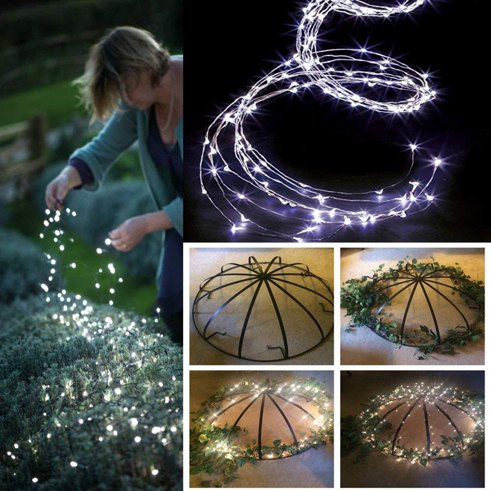 White Solar Powered Twinkle Fairy Lights 10 Strands 200LEDs Etsy