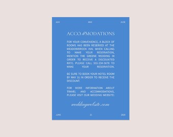 DIY Printable Wedding Invitation Accommodations Card Unique English Summer Minimal Elegant Minimal Suite Semi-Custom Customizable Template