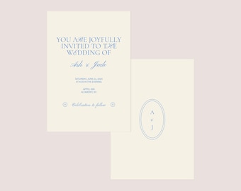 DIY Printable Wedding Invitation Unique English Summer Minimal Elegant Minimal Suite Semi-Custom Customizable Template