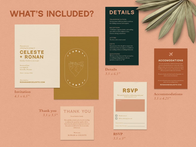 DIY Printable Modern Boho Pocket Wedding Invitation Set Unique Star-crossed Suite Customizable Template image 2