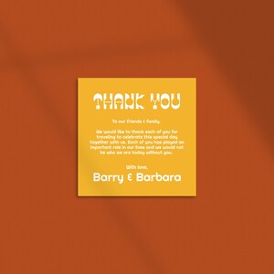 Modern Disco DIY Printable Wedding Thank-You Card Colorful Unique 70s Retro Groovy Suite Customizable Template