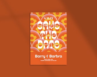Modern Disco Custom DIY Printable Wedding Save the Date Colorful Unique 70s Retro Groovy Suite Customizable Invitation Template