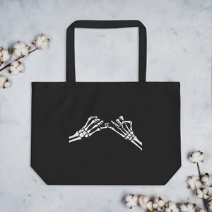 Spooky Skeleton Pinky Promise Tote Bag, Halloween Wedding Bridesmaid Gift, Halloween Tote Bag, Bachelorette Party Gift, Bridal Party Gift