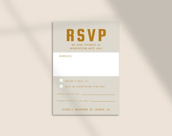 DIY Printable Wedding RSVP Card Unique Minimal Wes Anderson The French Suite Customizable Template