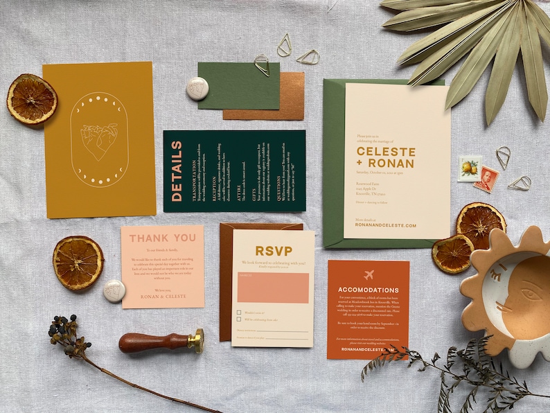 DIY Printable Modern Boho Pocket Wedding Invitation Set Unique Star-crossed Suite Customizable Template image 1