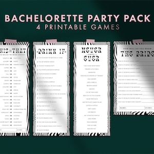 DIY Printable Bachelorette Party Games Pack Of 4, Never Have I Ever, How Well Do You Know The Bride, This Or That