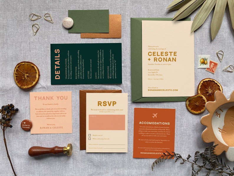 DIY Printable Modern Boho Pocket Wedding Invitation Set Unique Etsy