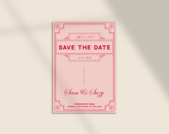 DIY Printable Wedding Save The Date Unique Ornate Elegant Wes Anderson The Grand Suite Customizable Template