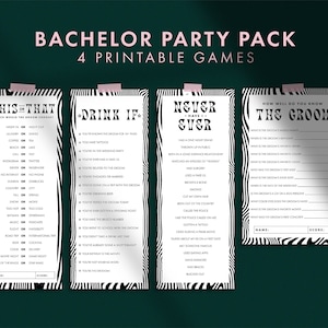DIY Printable Bachelor Party Games Pack Of 4, Never Have I Ever, How Well Do You Know The Groom, This Or That