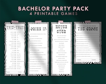 DIY Printable Bachelor Party Games Pack Of 4, Never Have I Ever, How Well Do You Know The Groom, This Or That