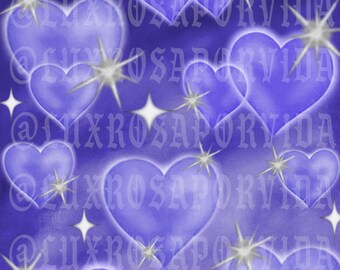 May include: A digital art design featuring multiple blue hearts with a white glow effect, interspersed with white starbursts. The background is a gradient of blue hues. The text "@LUXROSAPORVIDA" is repeated across the image.
