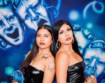 Lux Rosa &#39;Emotions&#39; Mask Deep Blue/Green Ombré Glamour Shots Photography Backdrop 2000s 90s Star Shots Airbrush Airbrushed Background