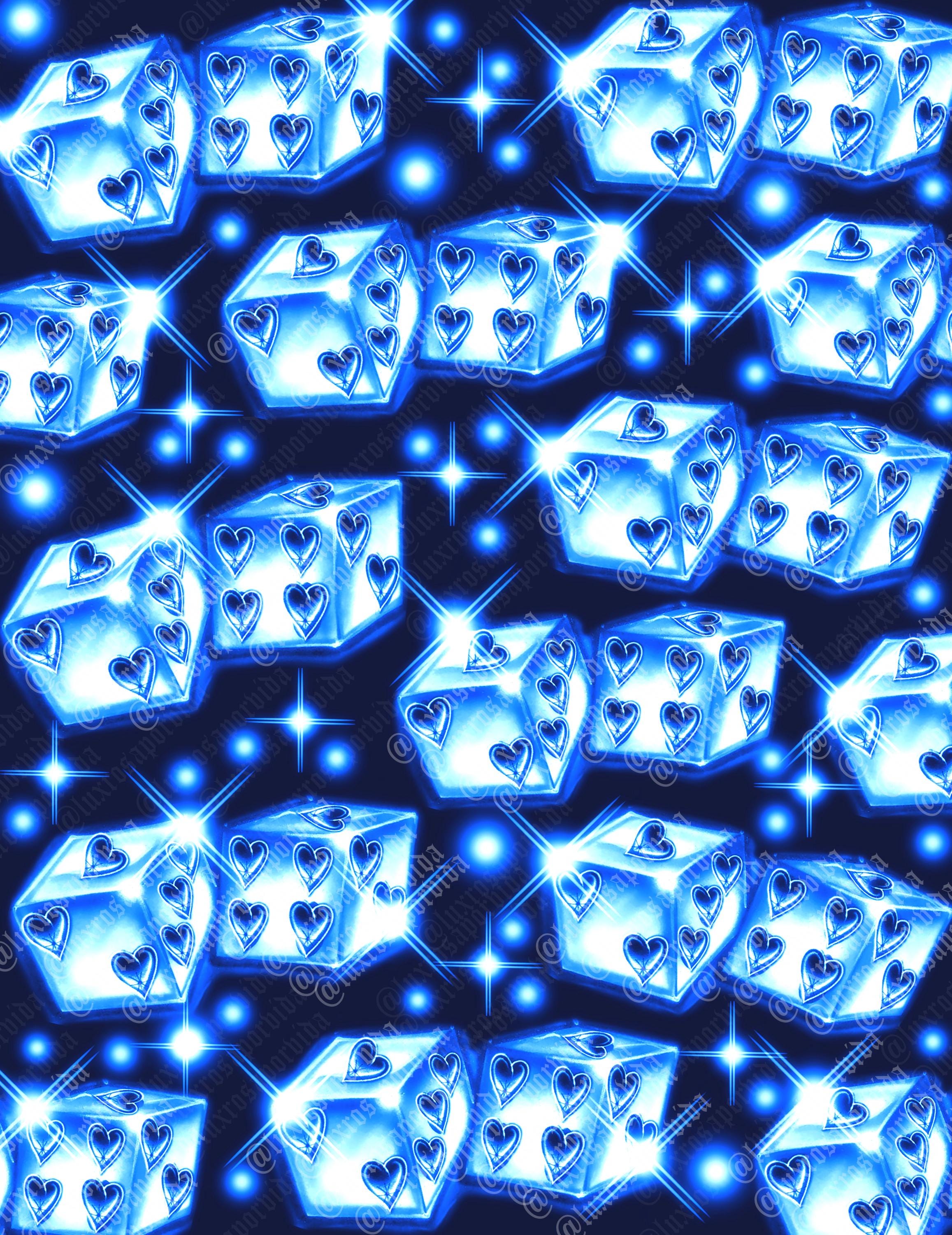 Y2K Early 2000s Airbrush Backdrop Hearts Blue Dice Early 2000s