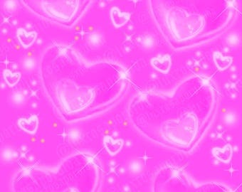 Y2K Early 2000s Airbrush Backdrop 'Forget Me Nots' Pink Heart | Glamour Shots Background Old School 90s Birthday Studio Banner Prop Lux Rosa