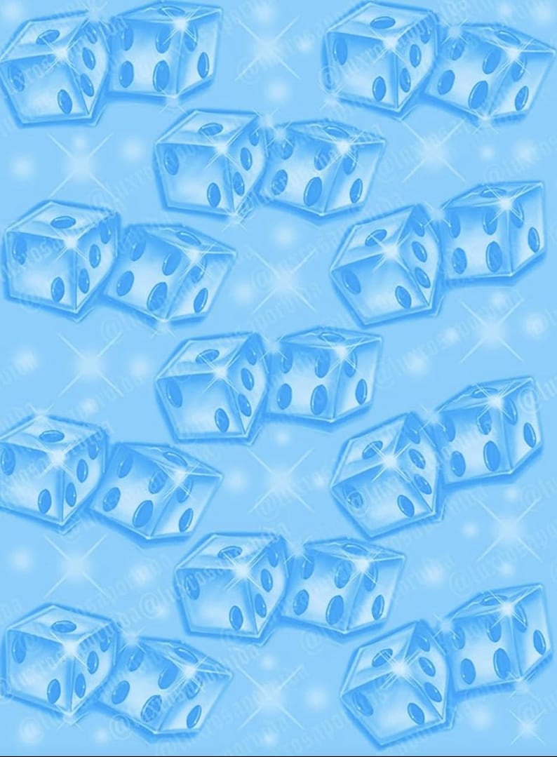 Y2K Early 2000s Airbrush Dice Backdrop Roll The Dice Chrome Light Blue Dice Glamour Shots Background Old School 90s Lowrider Banner Lux Rosa image 1