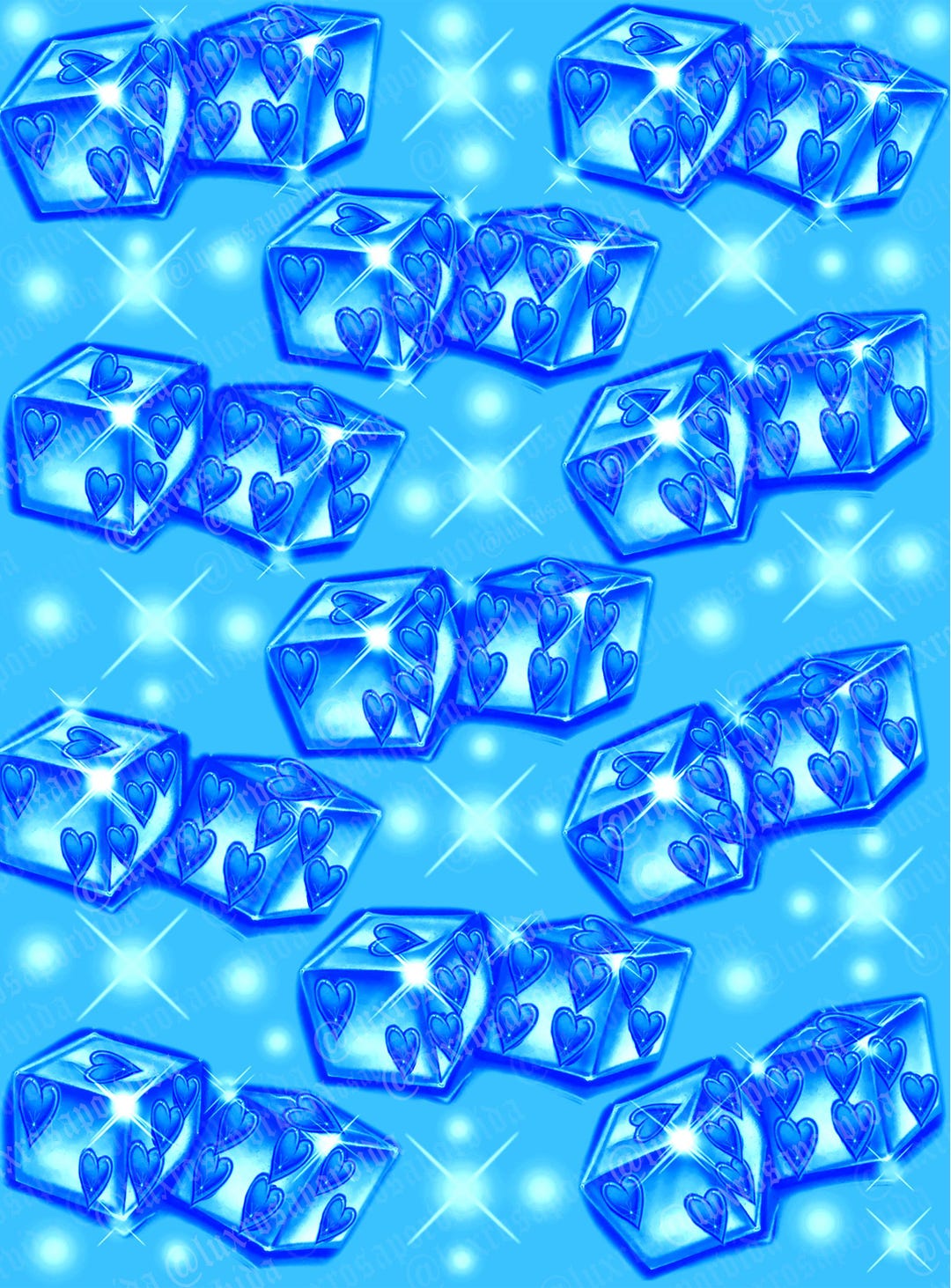 Y2K Airbrush Backdrop 'two of Hearts' Chrome Dice Blue | Glamour