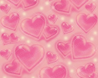 Può includere: Uno sfondo rosa con cuori rosa di varie dimensioni. I cuori hanno un aspetto lucido e sono sparsi sull'immagine. Piccoli punti bianchi scintillanti sono anch'essi sparsi sull'immagine.