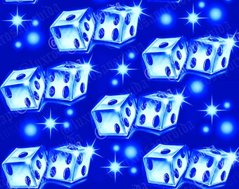 Y2K Anfang 2000er Jahre Airbrush Würfel Backdrop 'Roll The Dice' Chrom Blau Glamour Aufnahmen Hintergrund Old School 90s Lowrider Geburtstagsbanner Lux Rosa