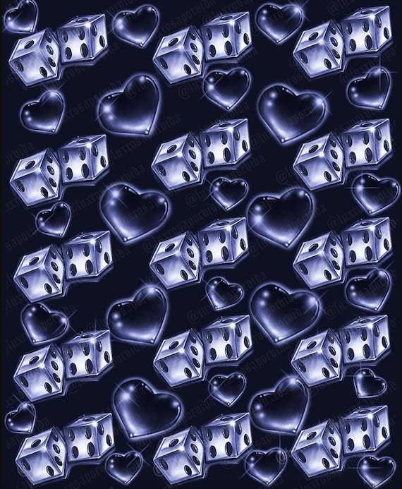 Y2K Airbrush Early 2000s Backdrop 'lovergirl' Dice Midnight Blue
