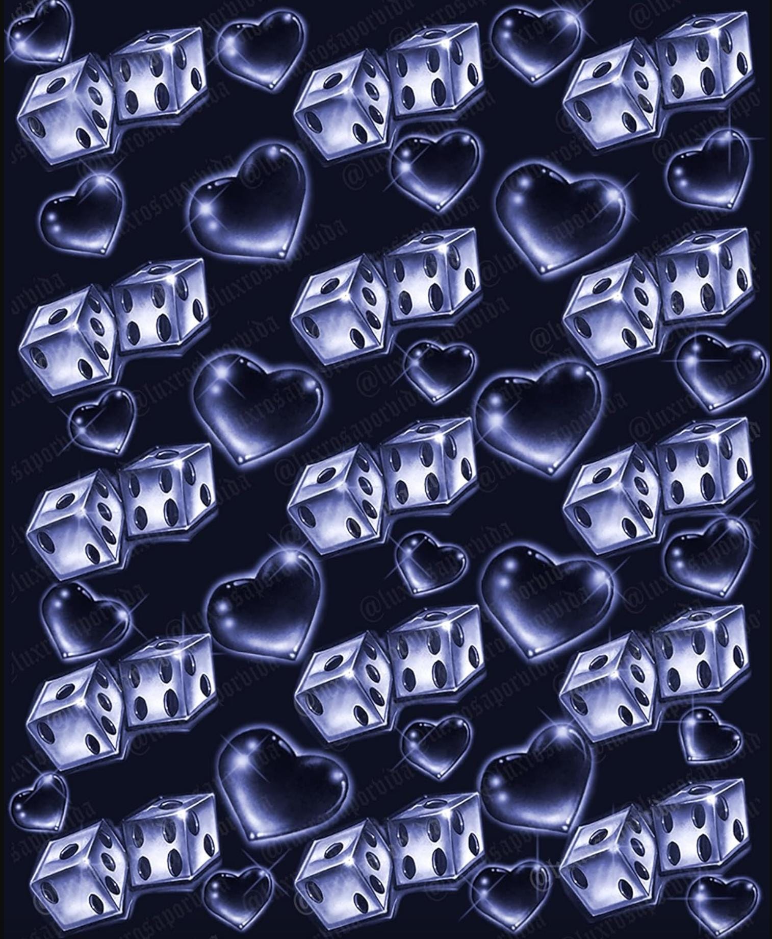 Y2K Airbrush Early 2000s Backdrop 'lovergirl' Dice Midnight Blue