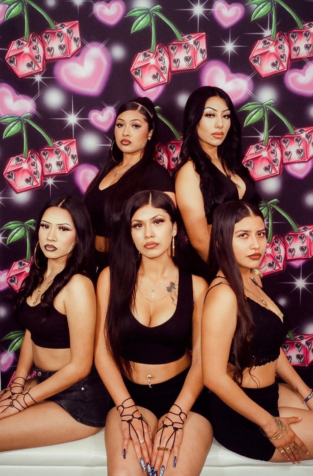 Airbrush Y2K Backdrop Lux Rosa 'wild Cherry' Black Pink Airbrushed