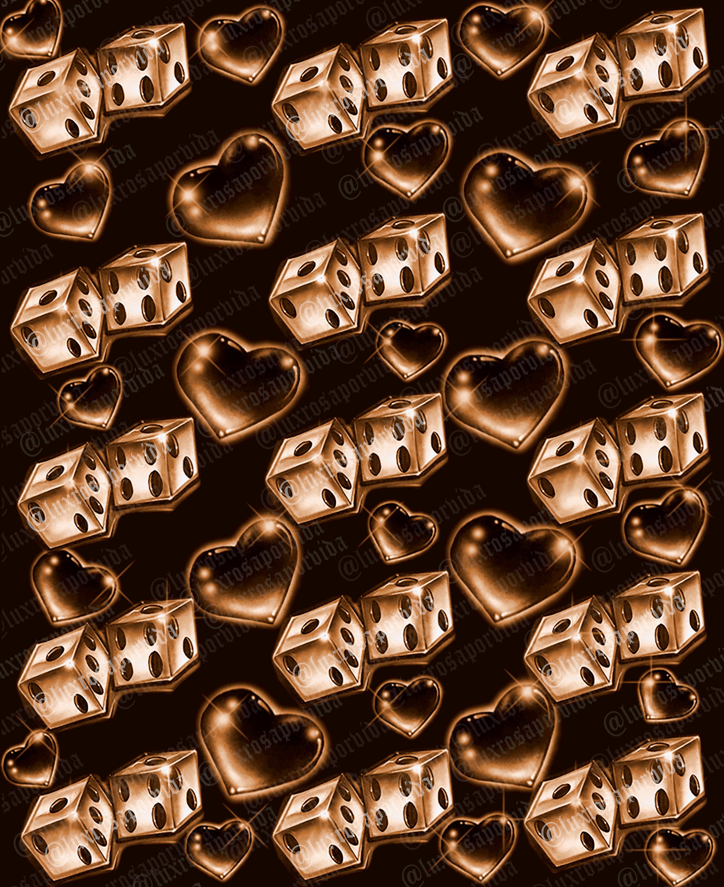 Early 2000s Airbrush Y2K Backdrop 'lovergirl' Heart Dice Brown