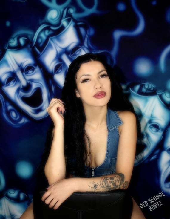 Lux Rosa emotions Mask Deep Blue green Ombre Glamour Shots Photography Backdrop 2000s 90s Star Shots Airbrush Airbrushed Background Etsy Canada