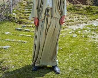 Hakama Pants In Lotus Fiber Silk, Hand-spun Natural Fiber Lotus Silk, Vegan Fabric Handloom weaved, Wrap Around Pants