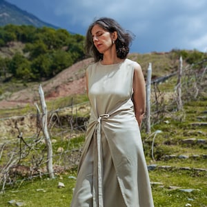 Lotus Silk Wrap Dress: Handcrafted Sustainable Sleeveless Midi