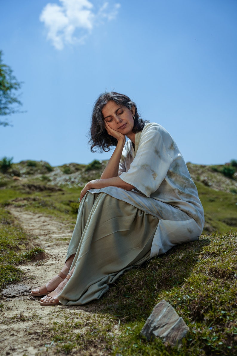 Unisex Lotus Silk Kurta Dress - Handwoven, Vegan Fabric, Summer handloom weaved shirt, Perfect for Casual and Office Wear