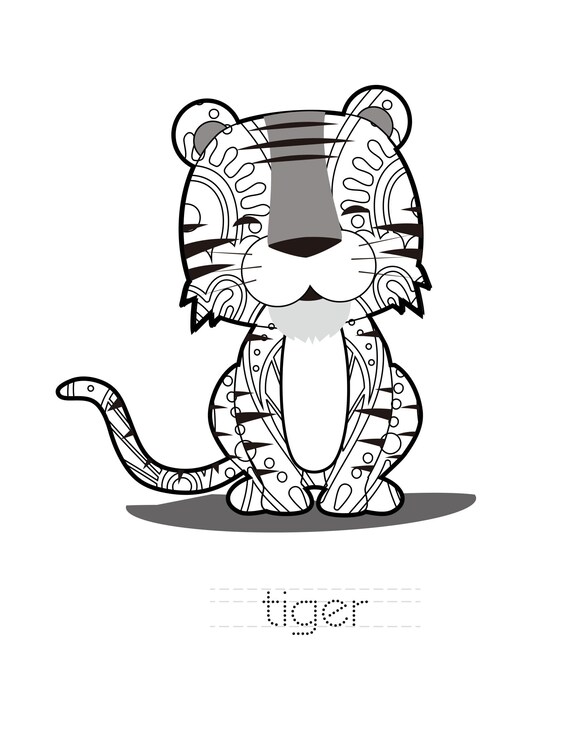 tiger animals printable coloring books animals printable etsy denmark