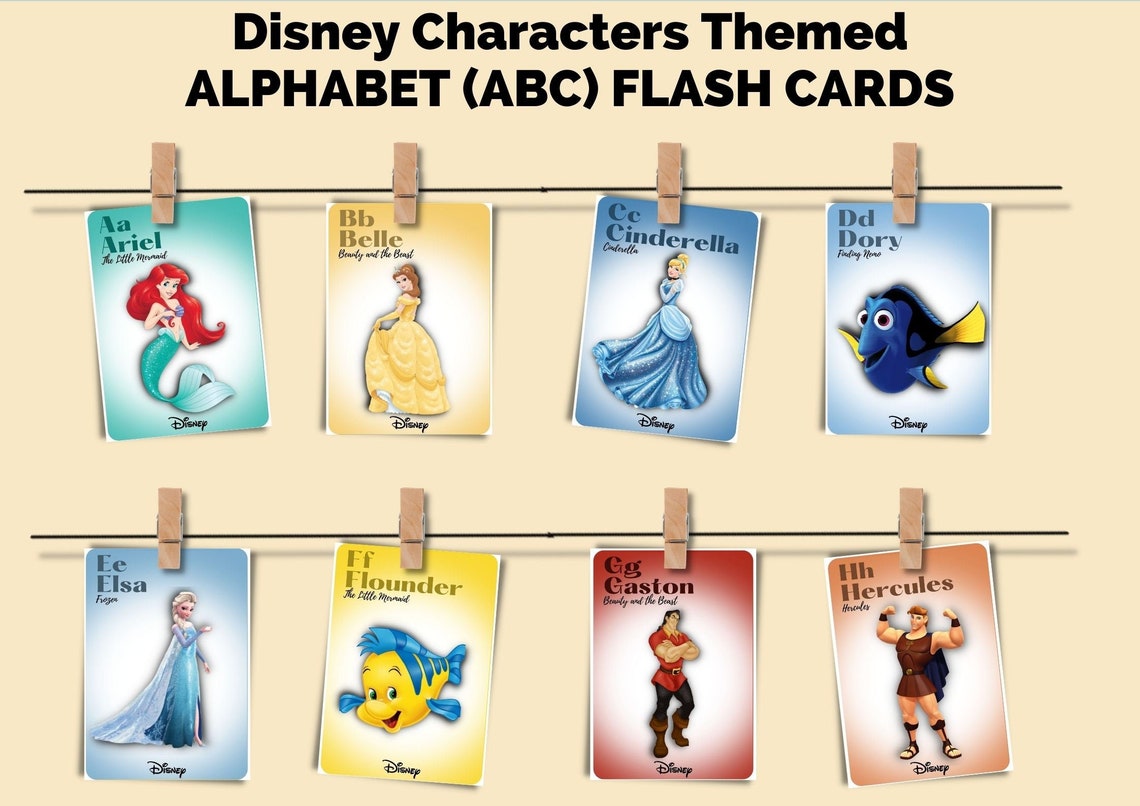 Digital DISNEY Characters theme alphabet ABC flash cards Etsy