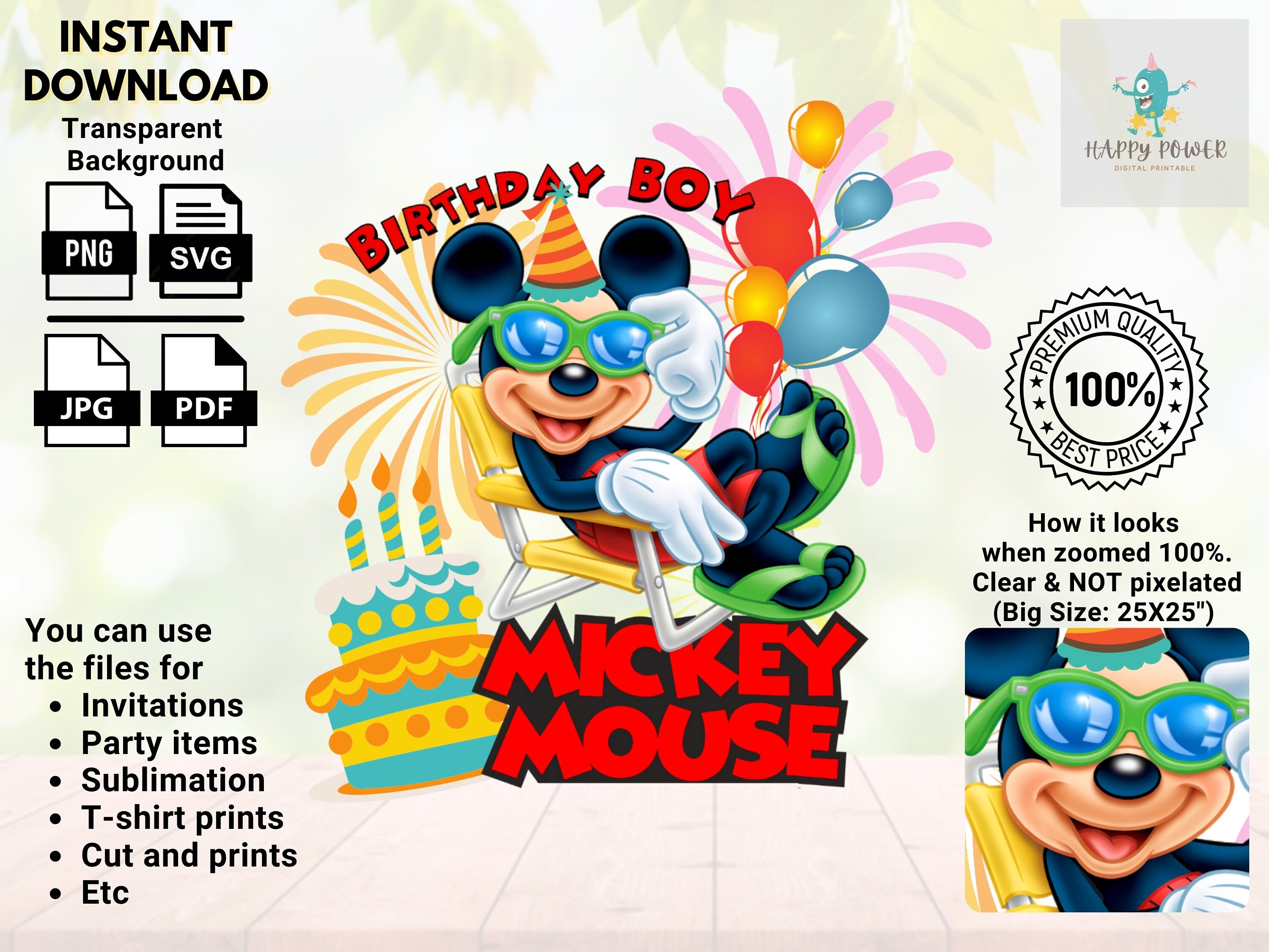 MICKEY Mouse Birthday Boy SVG PNG Jpg Pdf Digital Files | Etsy