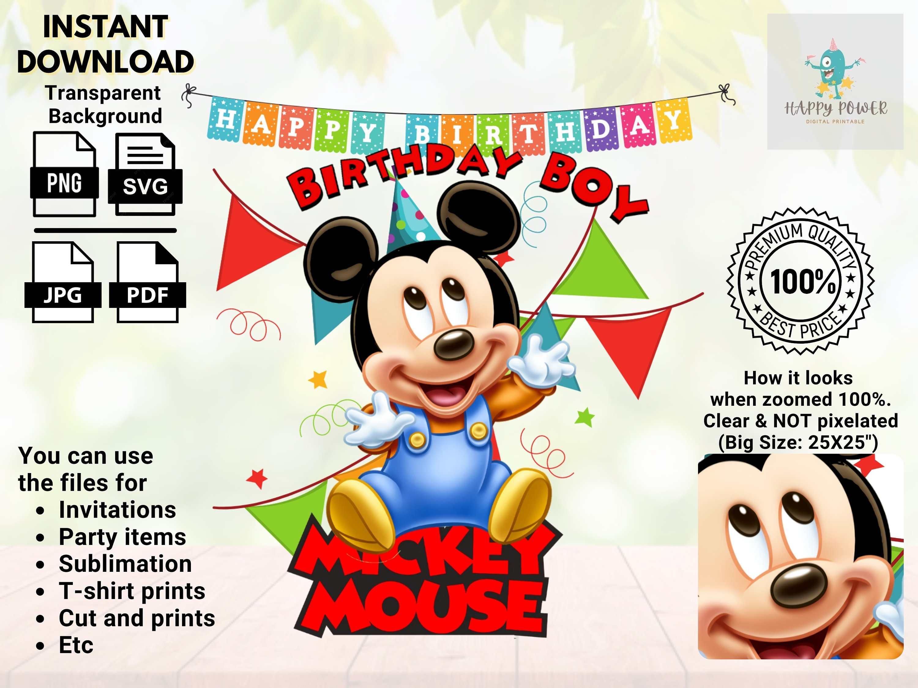 MICKEY Mouse Birthday Boy SVG PNG Jpg Pdf Digital Files | Etsy