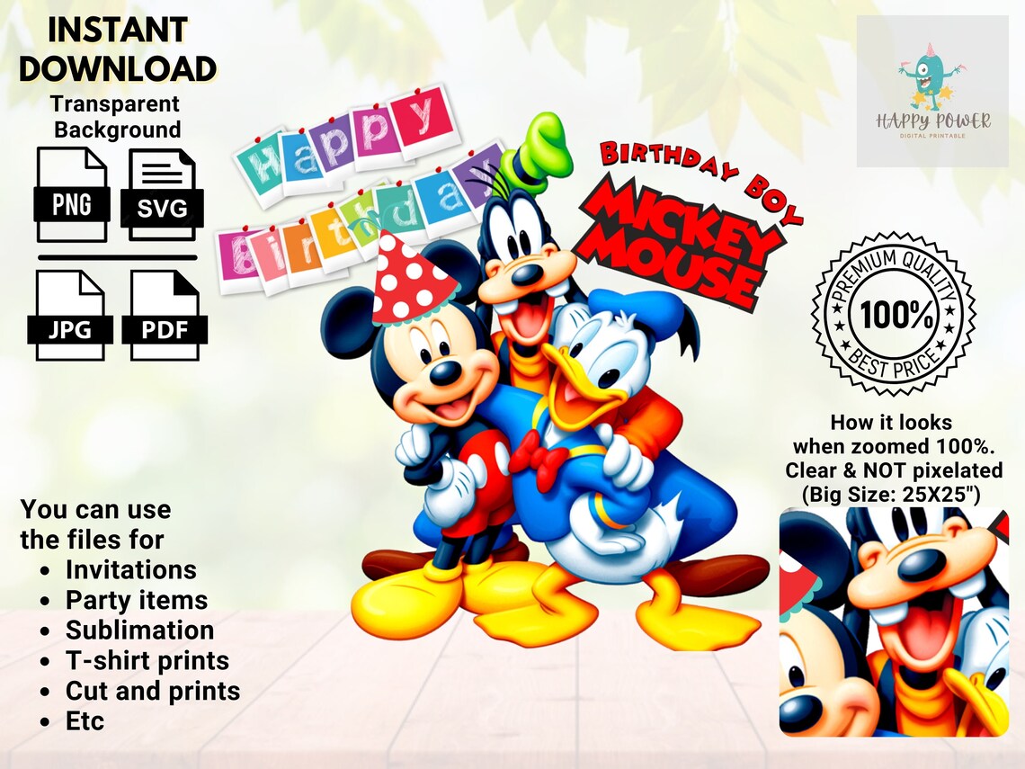 MICKEY Mouse Birthday Boy SVG PNG Jpg Pdf Digital Files | Etsy