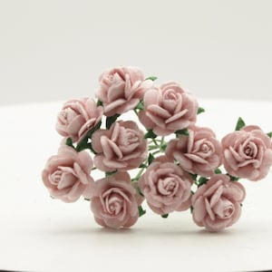 10, Dusky Pink Ribbon Roses, Satin Ribbon Roses, Satin Roses, Sew